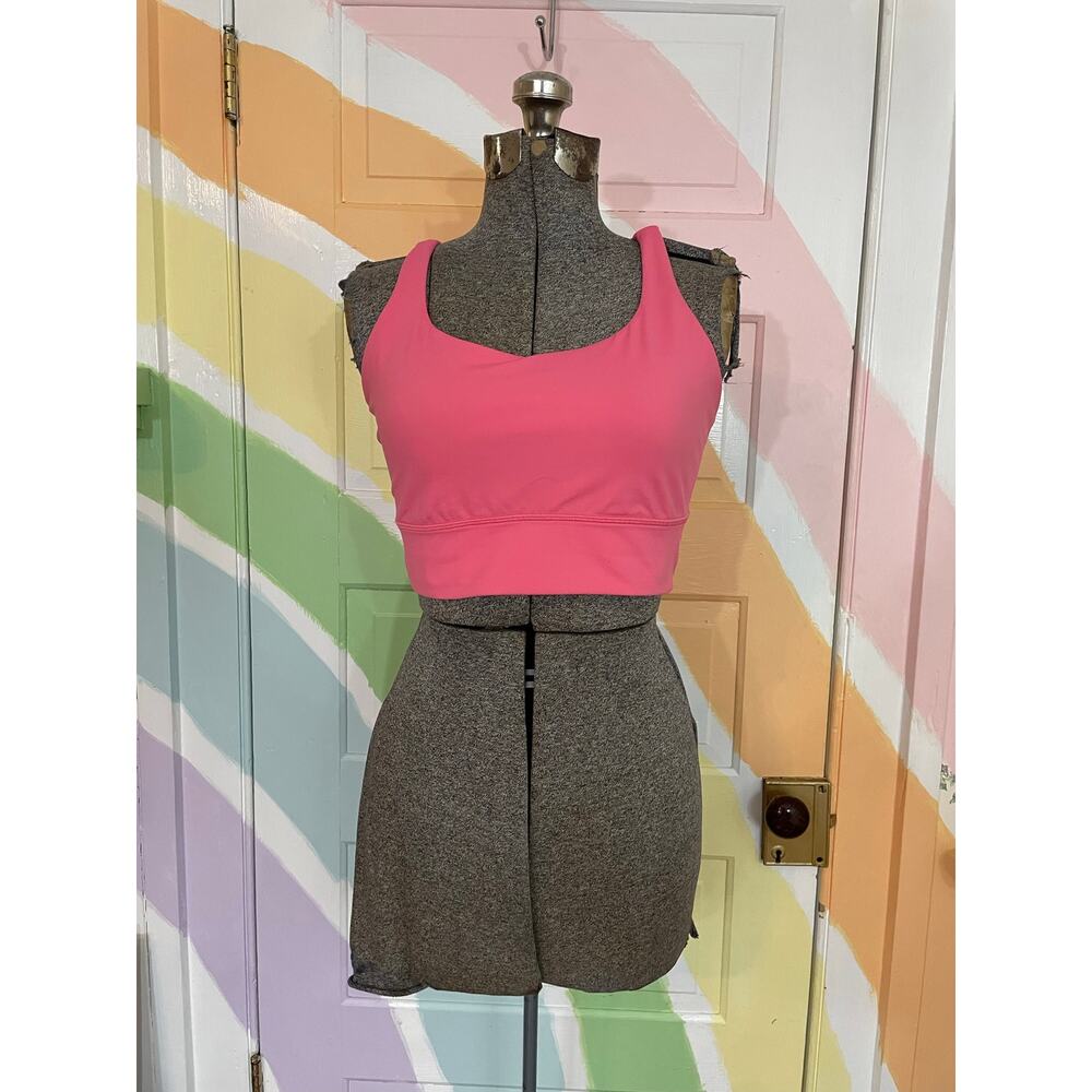 Lululemon Pink Strappy Back Longline Sports Bra Yoga Gym Activewear Medium